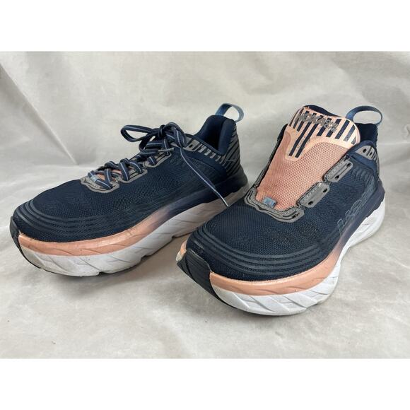 HOKA One One Bondi 6 Mood Indigo Pink Running Shoes US Womens Size 7 D Wide - Picture 7 of 10